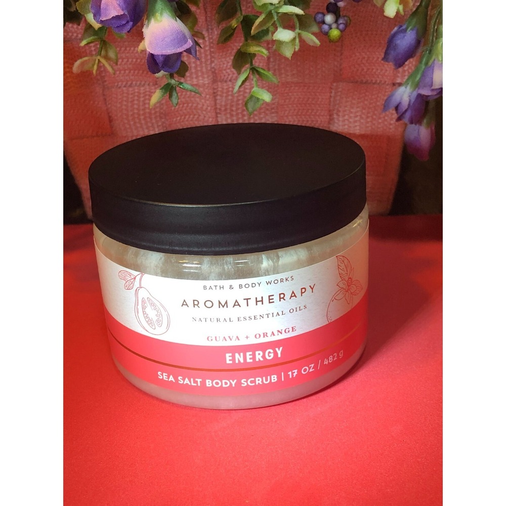 Bath & Body Works Aromatherapy "Energy" Guava + Orange Sea Salt Body Scrub 17 oz